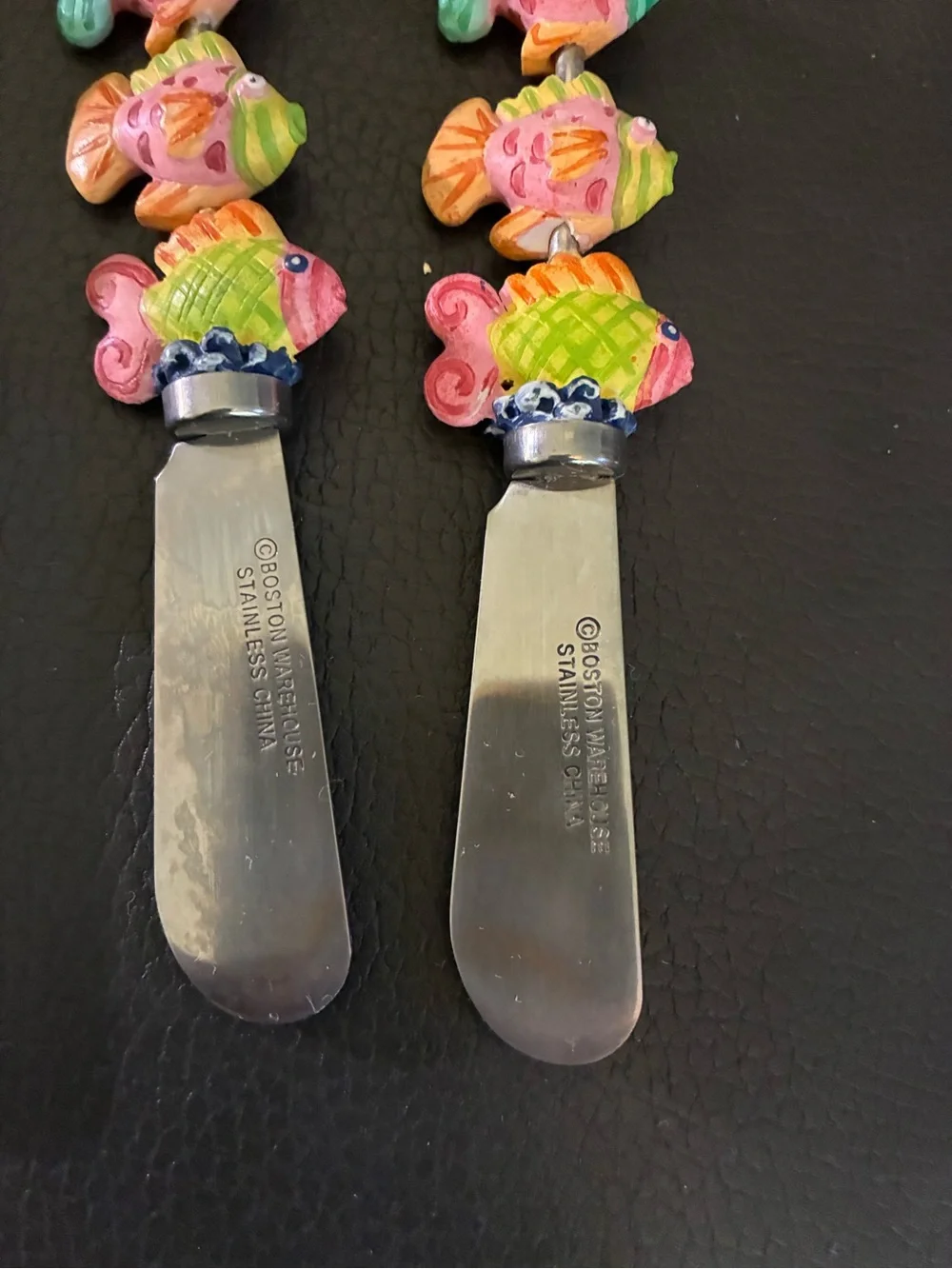 Set of 4 Boston Warehouse Stainless Steel Tropical Fish Butter/Cheese Spreaders